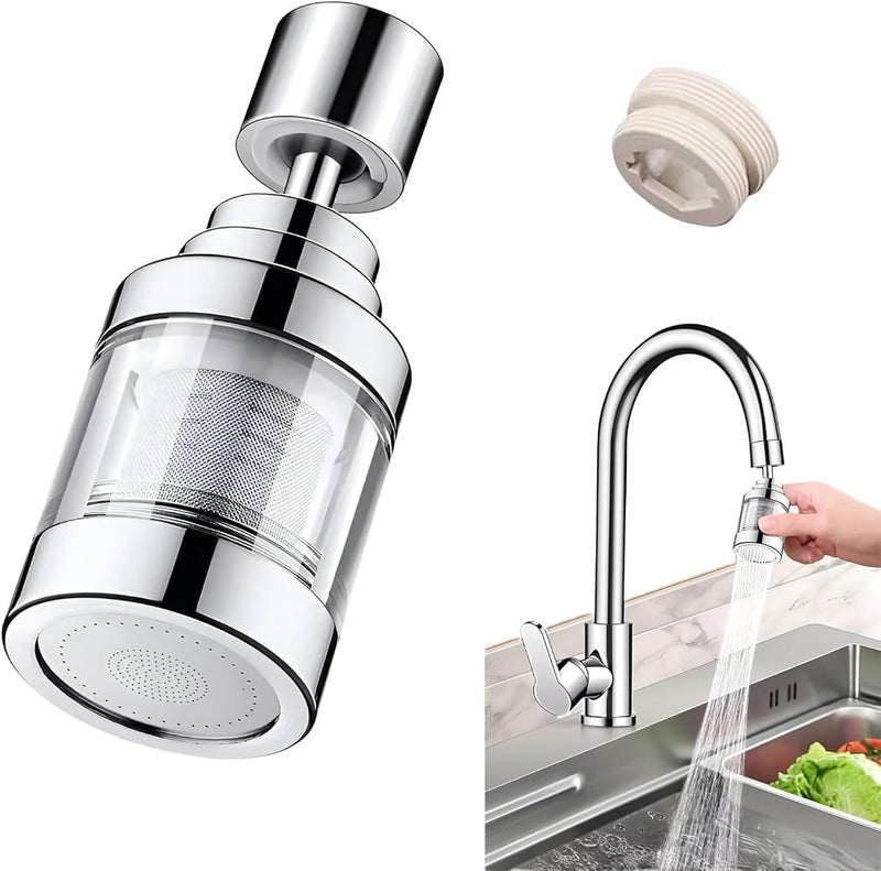 AMINAC Sink Filter Water Filter, 3-Function 360° Rotating Kitchen Faucet Filter with Stainless Steel Core – Removes Chlorine, Fluoride, Heavy Metals, Reduces Hard Water Minerals for Kitchen - Image 1