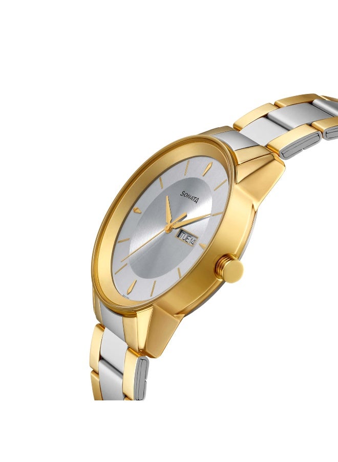 سوناتا Quartz Analog with Day and Date Silver Dial Stainless Steel Strap Watch for Men - Image 3