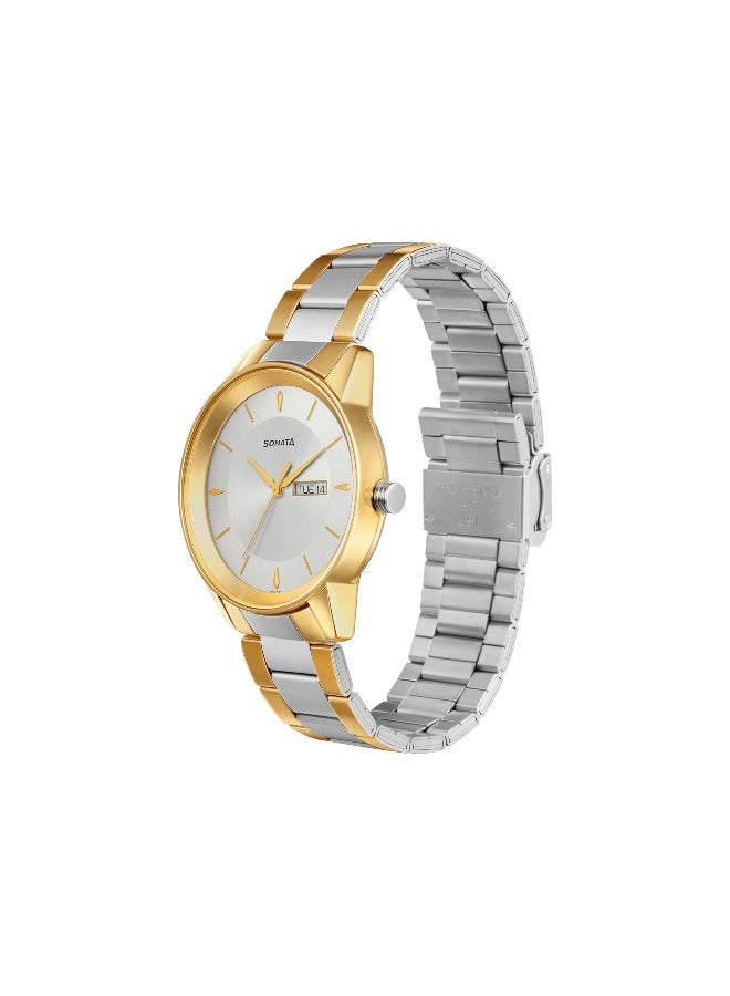 سوناتا Quartz Analog with Day and Date Silver Dial Stainless Steel Strap Watch for Men - Image 2