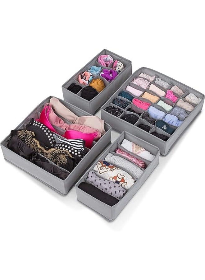 منظم ملابس قابل للطي،  تخزين لتنظيم الملابس الداخلية، حمالات الصدر، الجوارب، ربطات العنق، الأحزمة، والقمصان - فاصل أدراج - 4 قطع - Image 2