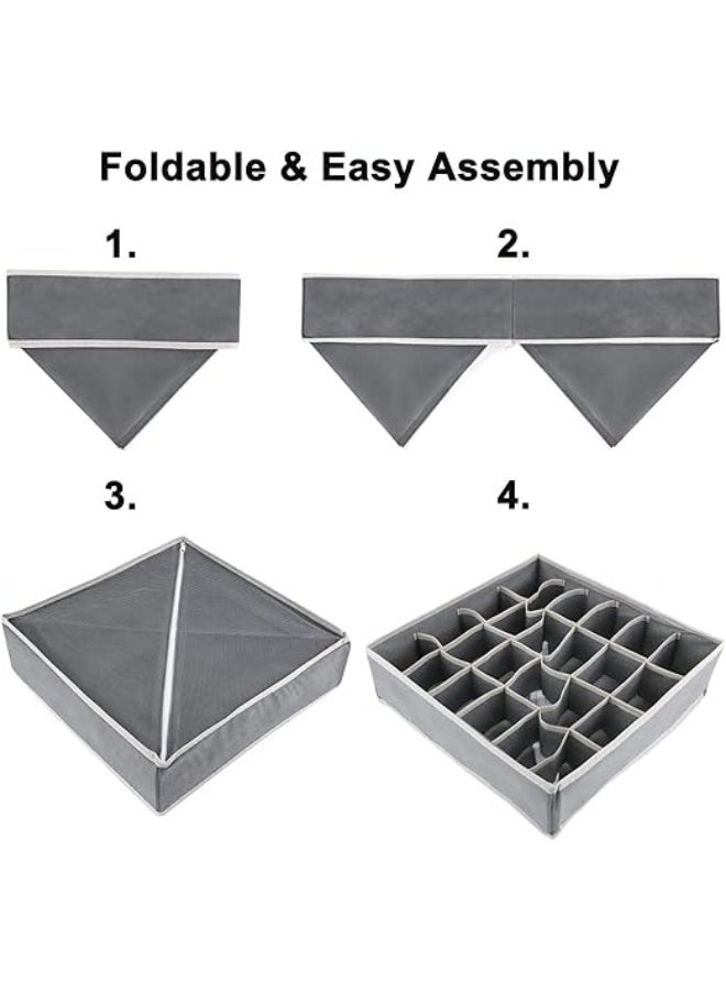 منظم ملابس قابل للطي،  تخزين لتنظيم الملابس الداخلية، حمالات الصدر، الجوارب، ربطات العنق، الأحزمة، والقمصان - فاصل أدراج - 4 قطع - Image 4