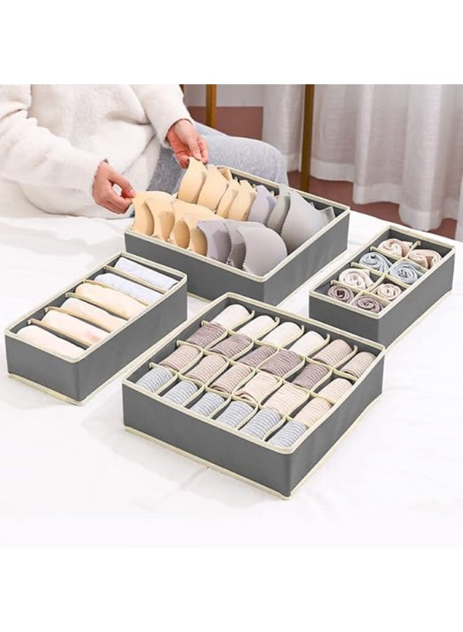 منظم ملابس قابل للطي،  تخزين لتنظيم الملابس الداخلية، حمالات الصدر، الجوارب، ربطات العنق، الأحزمة، والقمصان - فاصل أدراج - 4 قطع - Image 1