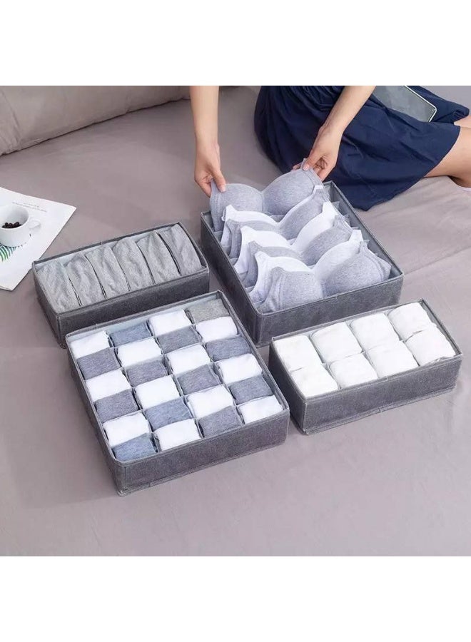 منظم ملابس قابل للطي،  تخزين لتنظيم الملابس الداخلية، حمالات الصدر، الجوارب، ربطات العنق، الأحزمة، والقمصان - فاصل أدراج - 4 قطع - Image 3