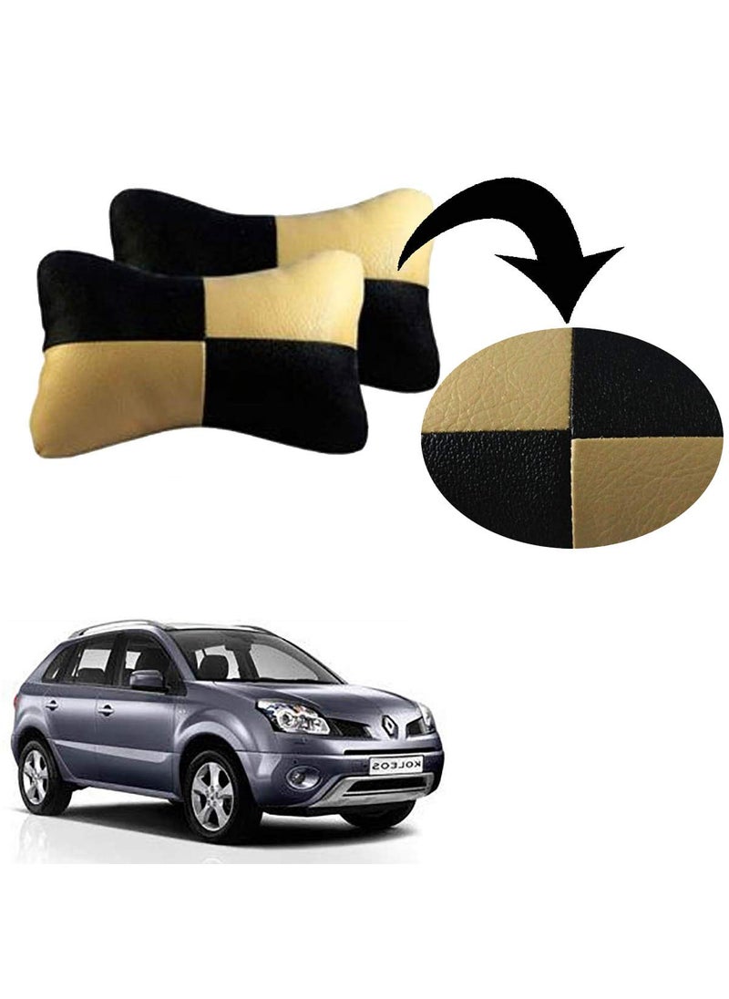 Adroitz AdroitZ Beige Leathertte Material Neck Rest Cushion in Check Design for Car _1292  - Image 1