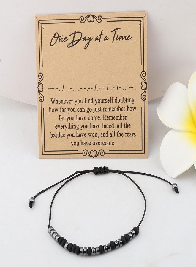MAOFAED Addiction Recovery Gift, Sobriety Gift, Morse Code Bracelet for Women Men, Encouragement Gifts(whenever one day) - Image 3