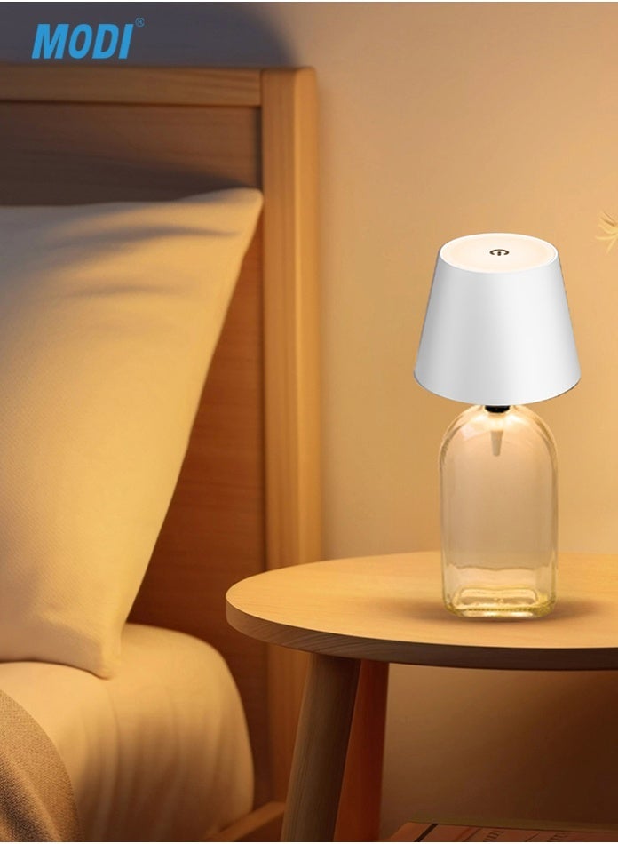 مودي مصباح طاولة لاسلكي على شكل زجاجة 20 سم، ضوء LED بتحكم باللمس بثلاثة ألوان مع سطوع قابل للتعديل، مصباح مكتب محمول قابل لإعادة الشحن عبر USB للبار، ديكور زجاجة نبيذ وإضاءة مريحة لغرفة النوم - Image 5