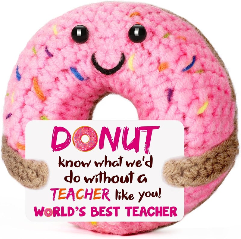 BuiltFit Teacher Appreciation Gifts for Women - Funny Handmade Crochet Donut Unique Cute Thank You Presents for Teachers Day, End of Year, Retirement, Graduation, Easter, Daycare, Preschool - Image 1