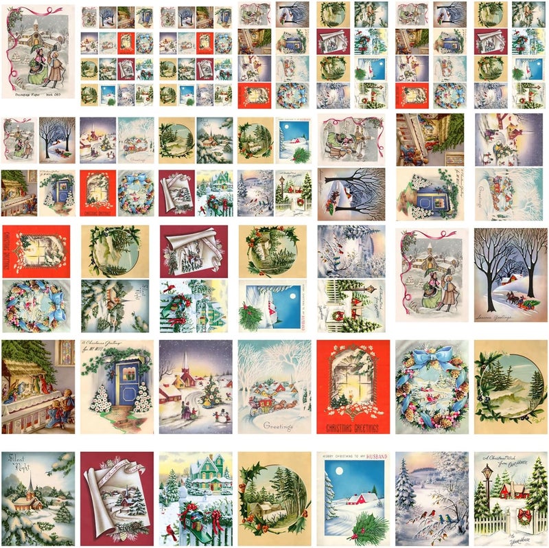 Flonz Decoupage Paper Pack (35 Sheets 6"x8") Christmas Scenery Vintage Styled Christmas Pictures Cards for Decoupage, Craft and Scrapbooking - Image 4