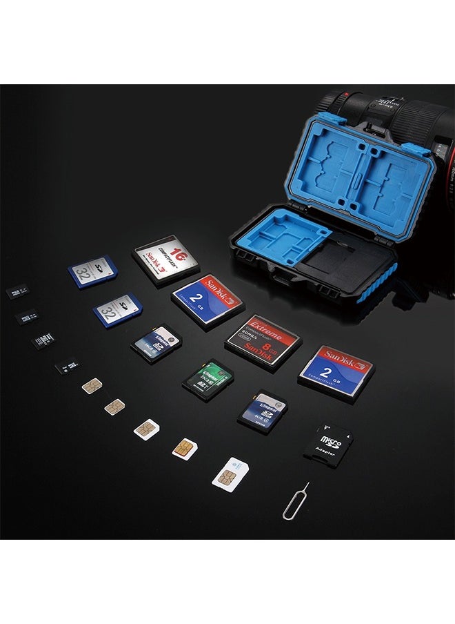 PULUZ memory card box with card reader function, can accommodate 22 types of cards: 1Standard SIM + 2Micro-SIM + 2Nano-SIM + 3CF + 7SD + 6TF + 1CARD PIN