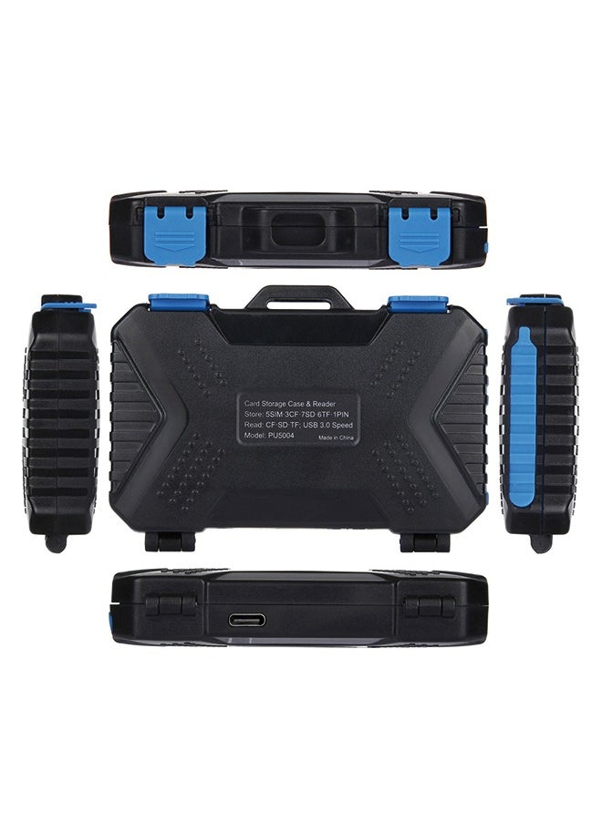 PULUZ memory card box with card reader function, can accommodate 22 types of cards: 1Standard SIM + 2Micro-SIM + 2Nano-SIM + 3CF + 7SD + 6TF + 1CARD PIN