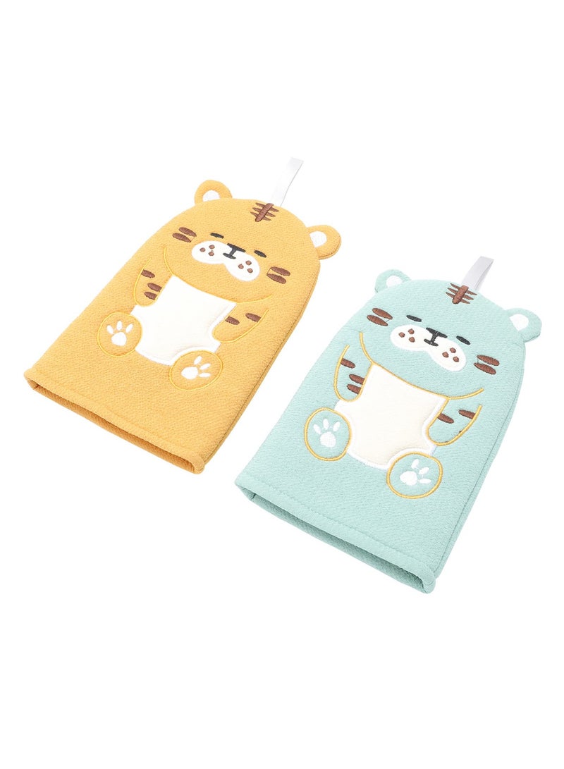 2Pcs Animal Style Baby Bath Mitts Washcloths for Toddlers and Kids, Soft and Gentle Cleaning Gloves for Bath Time  - Image 1