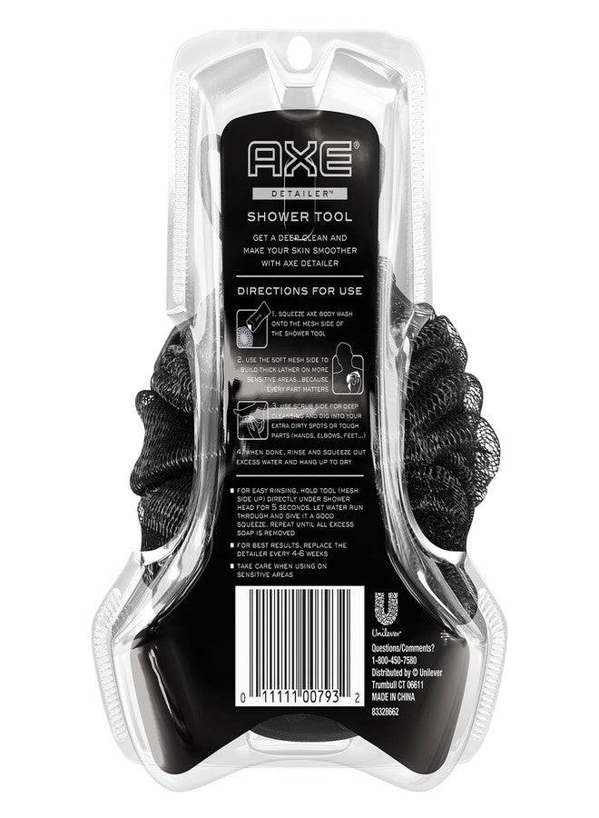 axe pw AXE Mens Shower Scrubber Tool, 2-Sided Detailer, Gray Color, Mesh Side for Lathering, Exfoliator for Smoothing Dry, Rough Skin - Image 2
