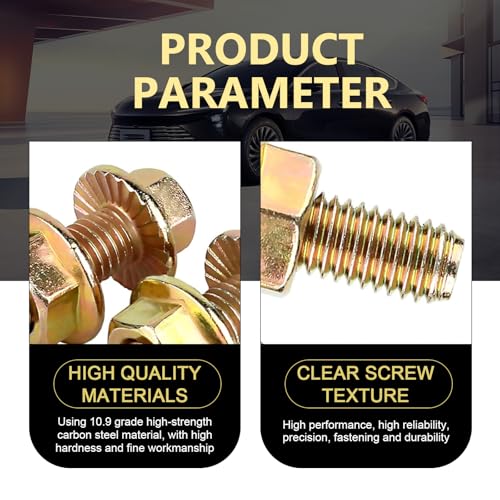 MOXRUQ 10 PCS Exhaust Manifold Bolts, M8 x 1.25 x 30mm High Strength Carbon Steel Flange Exhaust Bolts and Nuts, Exhaust Manifold Bolt Hardware Kit - Image 3