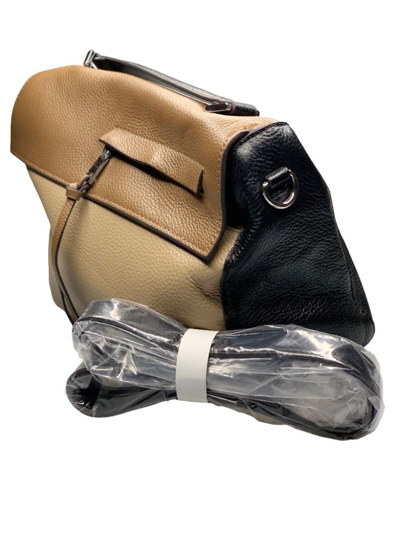 Influence Germany – Elegant Black & Brown Textured Leather Handbag for Women - Image 3