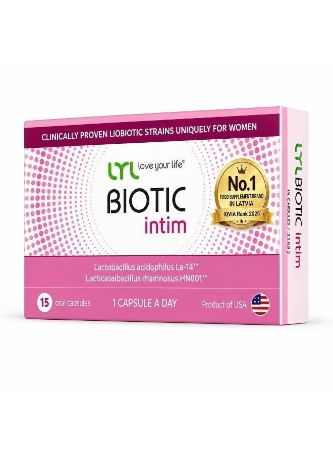 ليل LYL BIOTIC Intim – مكمل بروبيوتيك لصحة المنطقة الحميمة لدى النساء، 12 مليار وحدة تشكيل مستعمرة، كبسولة يوميا - Image 2