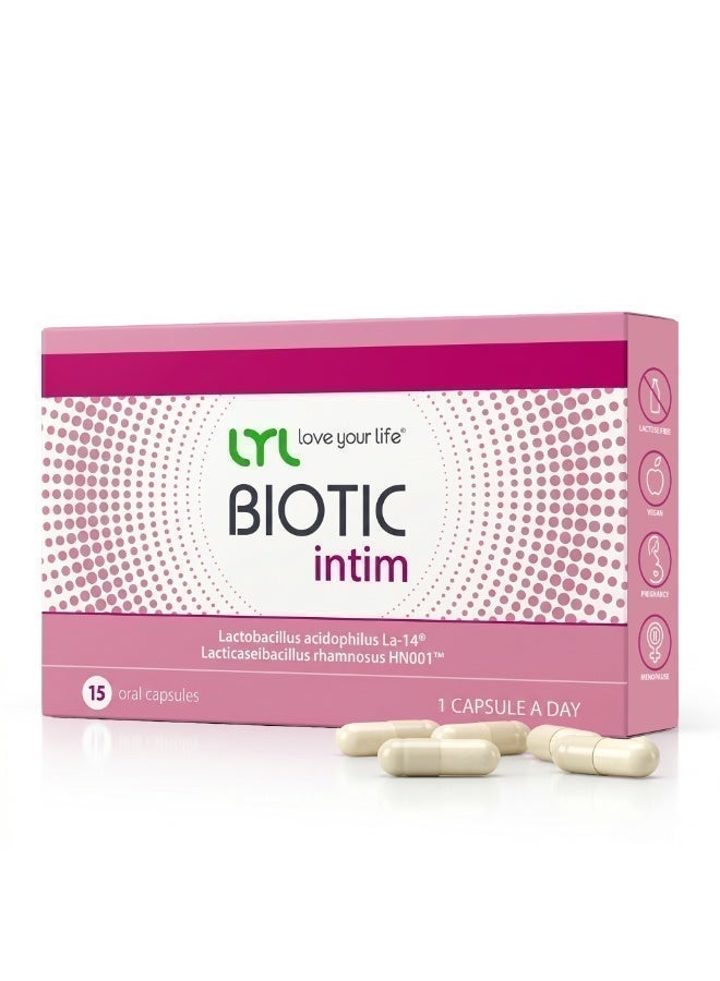 ليل LYL BIOTIC Intim – مكمل بروبيوتيك لصحة المنطقة الحميمة لدى النساء، 12 مليار وحدة تشكيل مستعمرة، كبسولة يوميا - Image 1