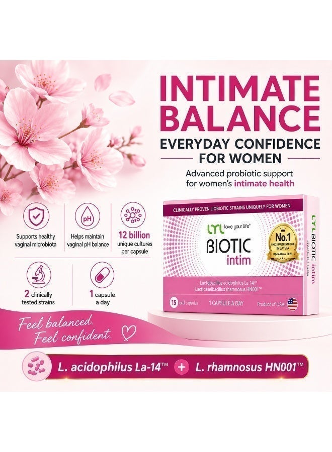 ليل LYL BIOTIC Intim – مكمل بروبيوتيك لصحة المنطقة الحميمة لدى النساء، 12 مليار وحدة تشكيل مستعمرة، كبسولة يوميا - Image 3