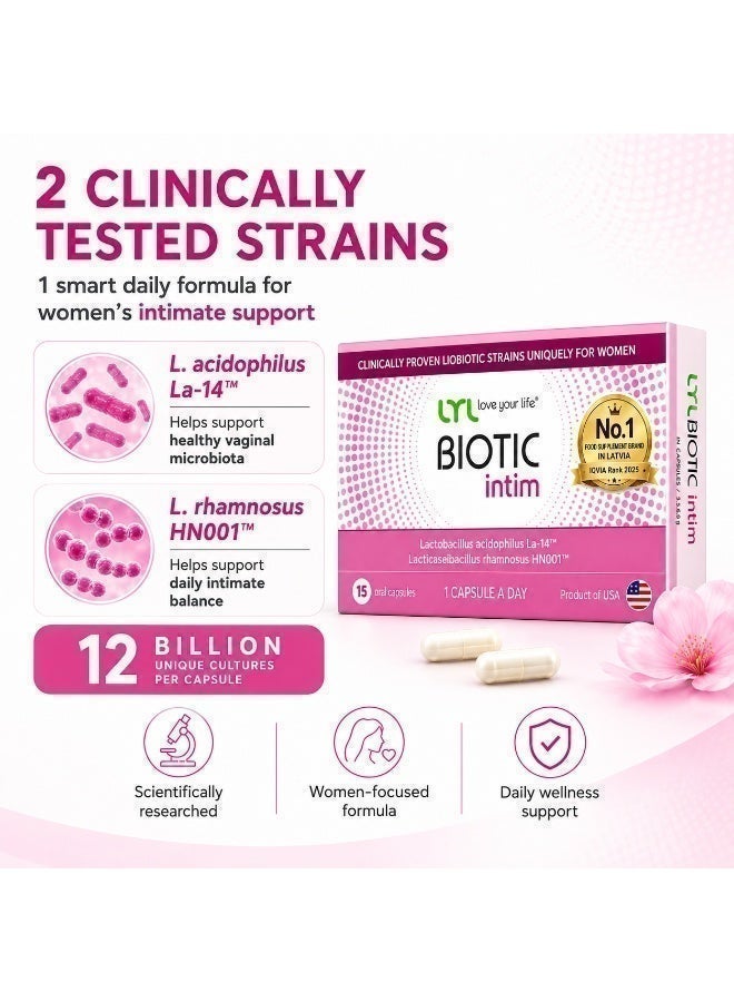 LYL Biotic Intim Probiotics for Women – once daily 12 Billion CFU Probiotics pH Balance for Women Dietary Supplement with 2 Strains – Promotes Intimate Comfort, Immune Support - Image 4