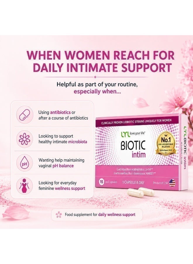 LYL Biotic Intim Probiotics for Women – once daily 12 Billion CFU Probiotics pH Balance for Women Dietary Supplement with 2 Strains – Promotes Intimate Comfort, Immune Support - Image 5