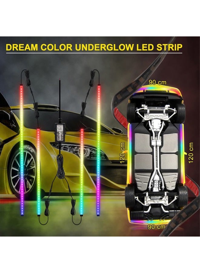 OPP ULITE Car Underglow Light Strip Dream Chasing Color, Upgraded Silica Gel Design, 212 Modes, APP Control Underbody Lights, 90&120CM, 4PC Pack - Image 5