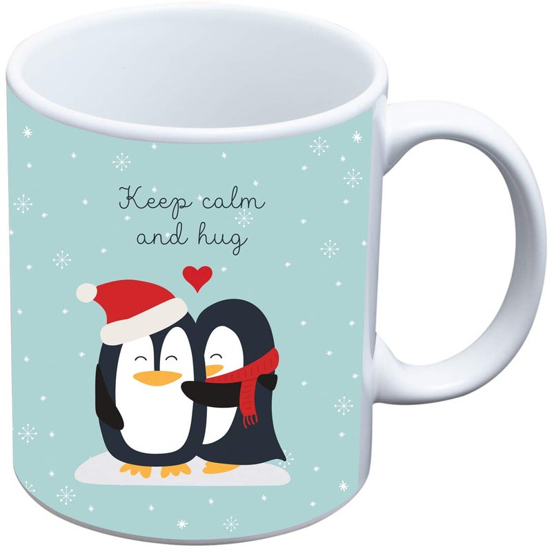 Next Bazaar Next Bazaar Valentines Day Keep Clam and Hug Quote Cushion Cover with FillerBlue 12 x 12 Mug 330 ml and 1 Artificial Rose Gift for GirlfriendBoyfriendWifeHusbandMenBirthday - Image 3
