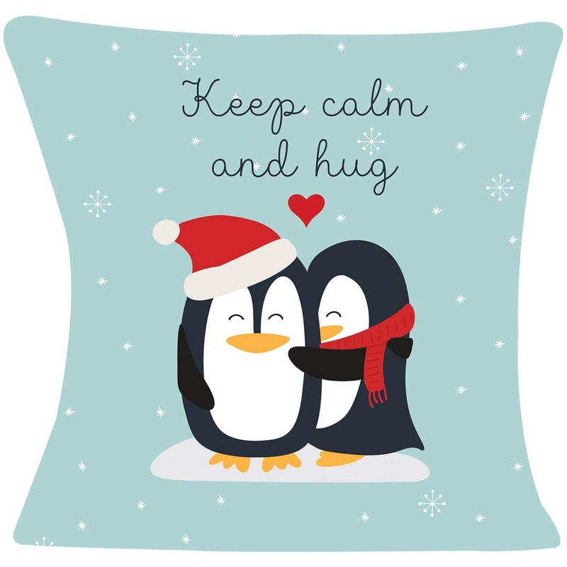 Next Bazaar Next Bazaar Valentines Day Keep Clam and Hug Quote Cushion Cover with FillerBlue 12 x 12 Mug 330 ml and 1 Artificial Rose Gift for GirlfriendBoyfriendWifeHusbandMenBirthday - Image 2