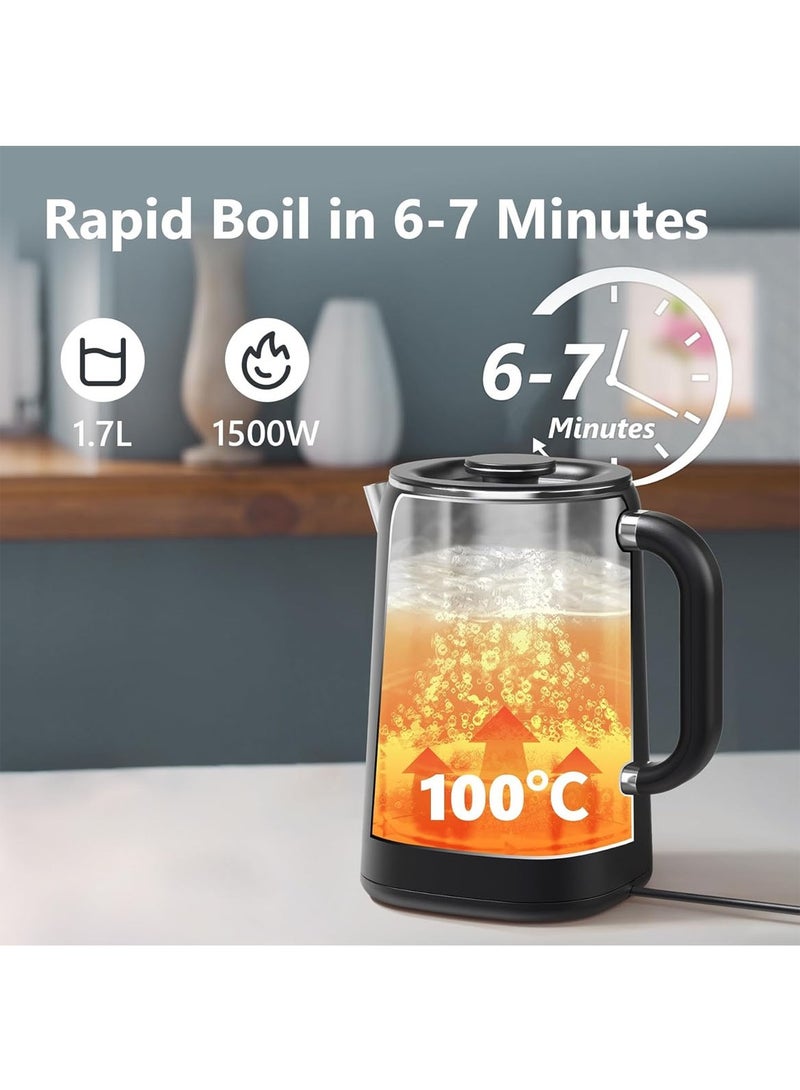 مارلا مول 1.7L الفولاذ المقاوم للصدأ غلاية كهربائية ، 4 أنواع من درجة الحرارة مجموعة غلاية كهربائية ، 1500W سريعة الغليان ، إغلاق تلقائي وحماية من الغليان والتجفيف ، والشاي والقهوة والحليب الأسود السفر غلاية - Image 4