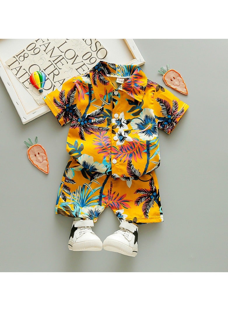 KUYING New Children's Short Sleeved Shirt Two-Piece Set