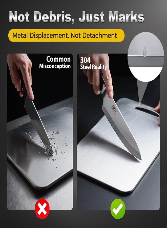 URMONA 3 PCS 304 Stainless Steel Cutting Board For Kitchen, Non-Staining&Odor-Free, Burr-Free Edges, Dishwasher Safe, Non Toxic Cutting Board（S+M+L） - Image 5