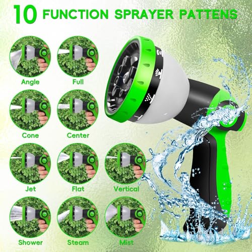 Junredy Garden Hose 75 FT, NON-EXPANDABLE Heavy-Duty Flexible & Lightweight Water Hose with 10-Function Nozzle, No-Kink, Leak-Proof Super Fabric, Solid Fittings for Lawn, Car, Outdoor (Black Blue) - Image 5