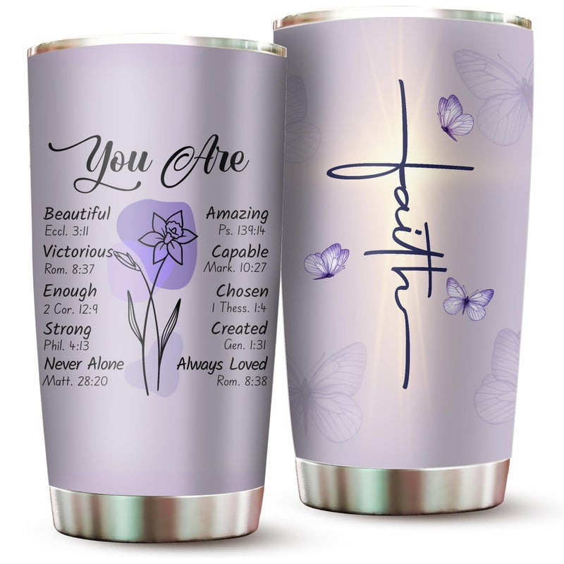 2IMT Christian Gifts for Women Faith - Christian Tumblers for Mothers Day Bible Gift - Christian Tumbler Religious Gifts Spiritual Encouragement Inspirational Gift for Women Stainless Steel Tumbler 20oz - Image 1