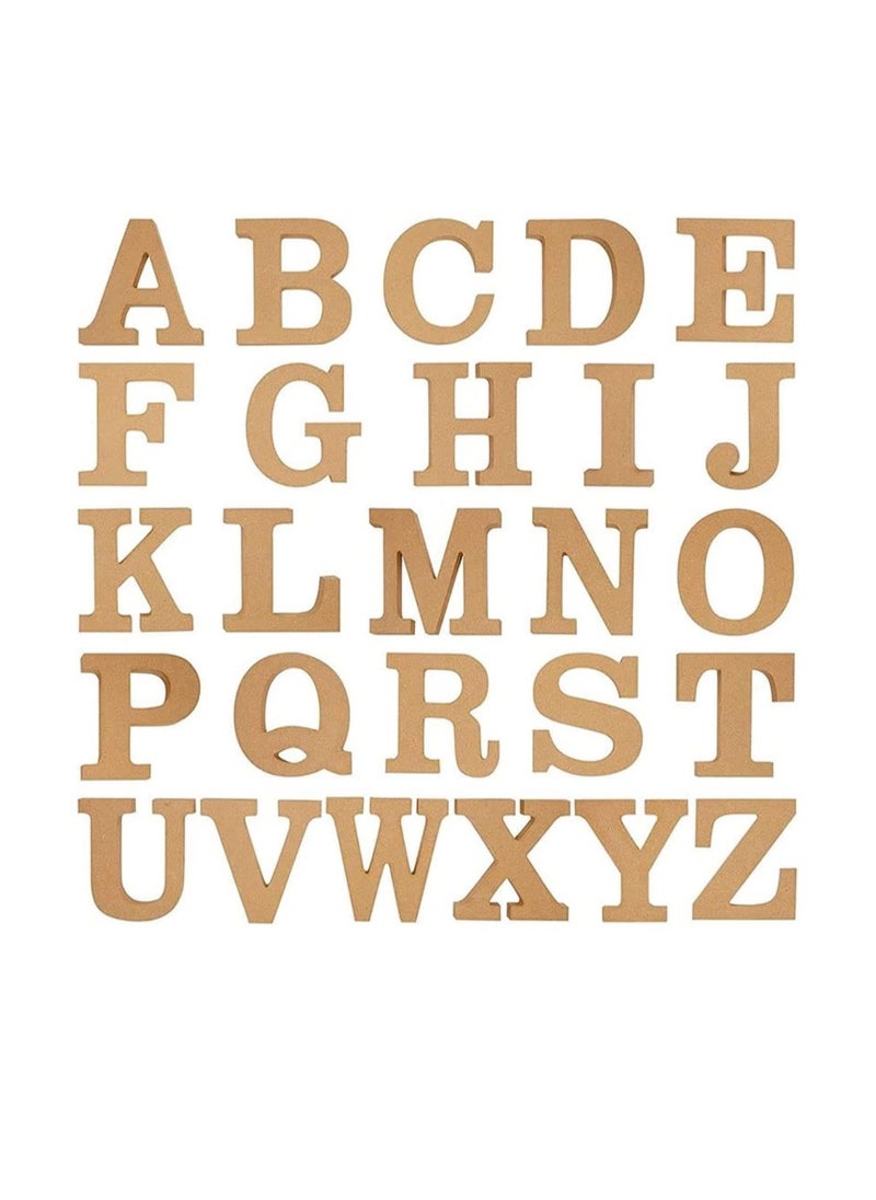 Generic - Wooden Alphabet Letters for DIY Crafts, Home Wall Decor (4 in, 2 of Each Letter, 52 Pieces) - Image 1