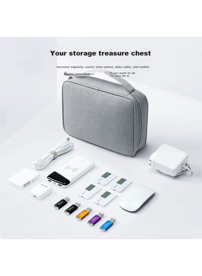 BUBM Biyoumei Cable Management Pouch, Laptop Charging Cable, Power Bank, Hard Drive Travel Portable Digital Accessory Organizer Bag, Single Layer Medium Size, Gray - Image 1