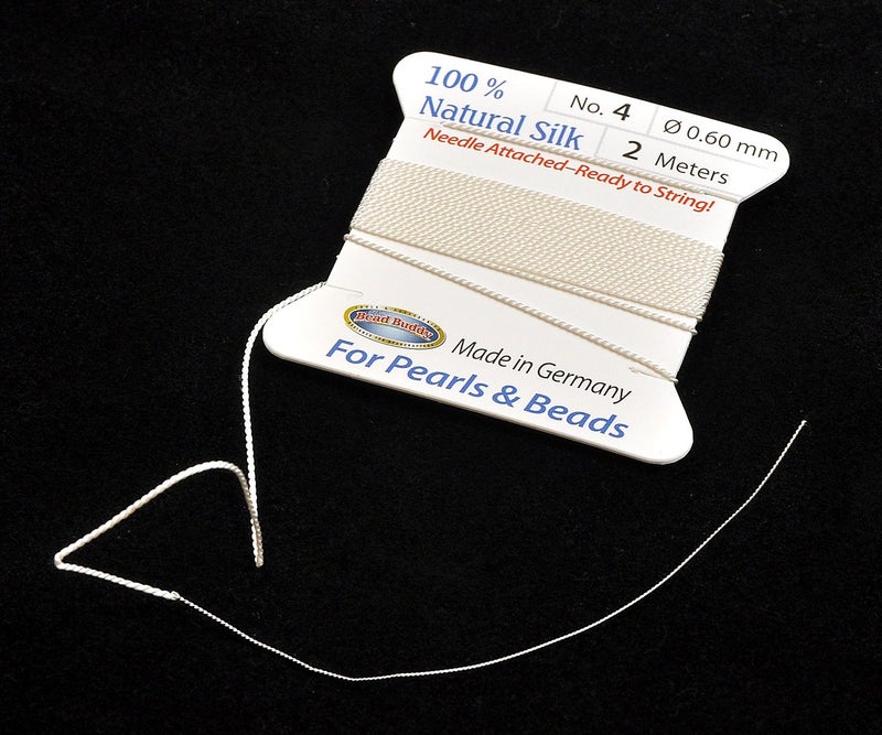 Bead Buddy 0.6mm Natural White Silk Cord Thread with Attached Needle - Ideal for Jewelry Making - 2m Long - Image 2