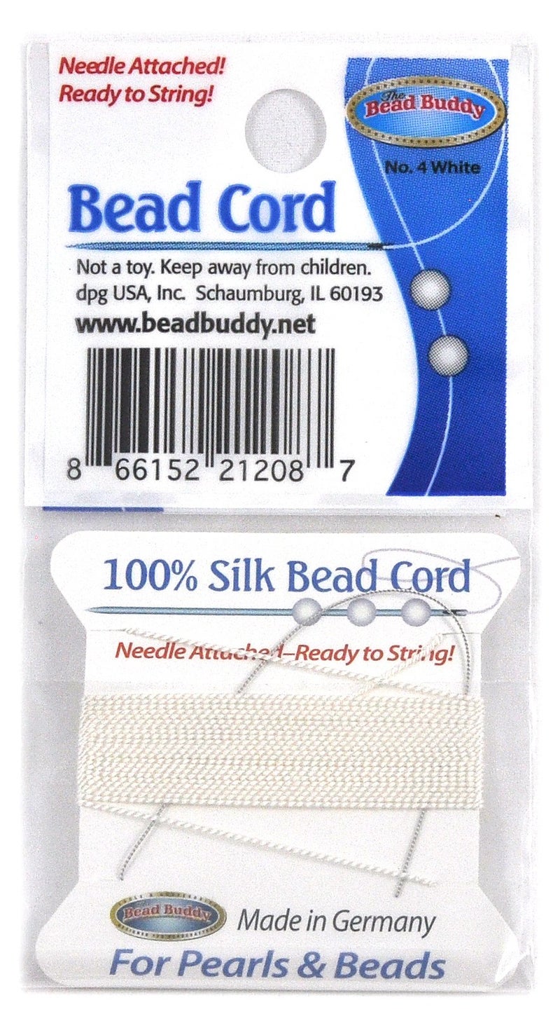 Bead Buddy 0.6mm Natural White Silk Cord Thread with Attached Needle - Ideal for Jewelry Making - 2m Long - Image 5