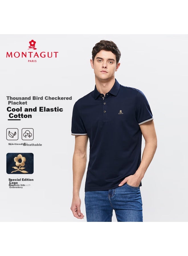 Montagut Men'S Short Sleeve Polo Shirt Summer Cool Cotton Breathable T-Shirt Middle-Aged Men'S Top Navy Blue 2Xl/54 - Image 1