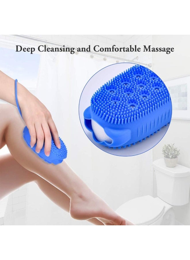 FALMER Dual-Sided Silicone Bath Sponge with Flexible Ultra-Soft Sponge – Deep Cleansing and Exfoliating for Skin, Body Massage and Blood Circulation Improvement – Multi-Function Shower Sponge for Women, Men, and Kids – Safe for All Skin Types Including Sensitive Skin – Built-In Hanging Loop for Easy Drying and Storage - Image 2