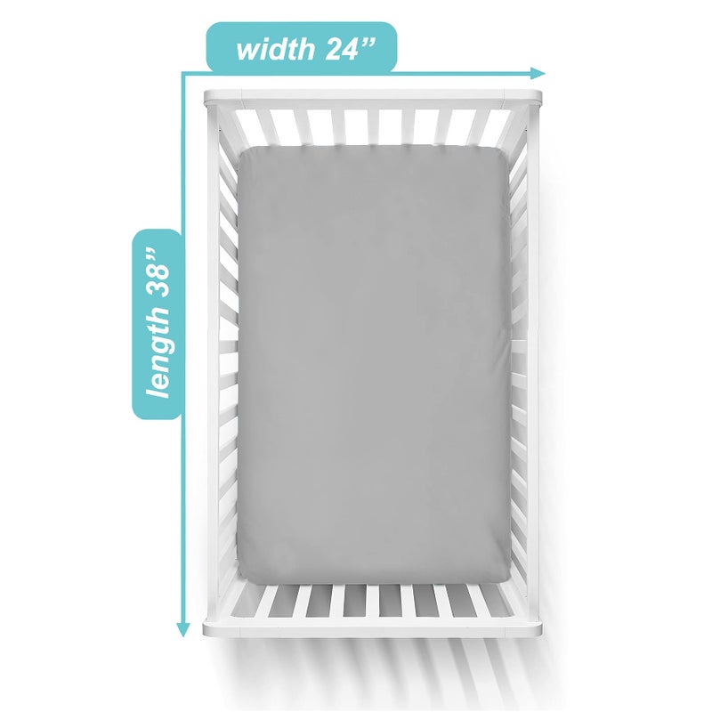 TL Care 100% Natural Cotton Fitted Mini Crib Sheet 38" x 24" - Soft & Breathable Small Nesting Portable Crib Sheet, Fits Pack N Play Mattresses, Gray, for Boys & Girls - Image 3