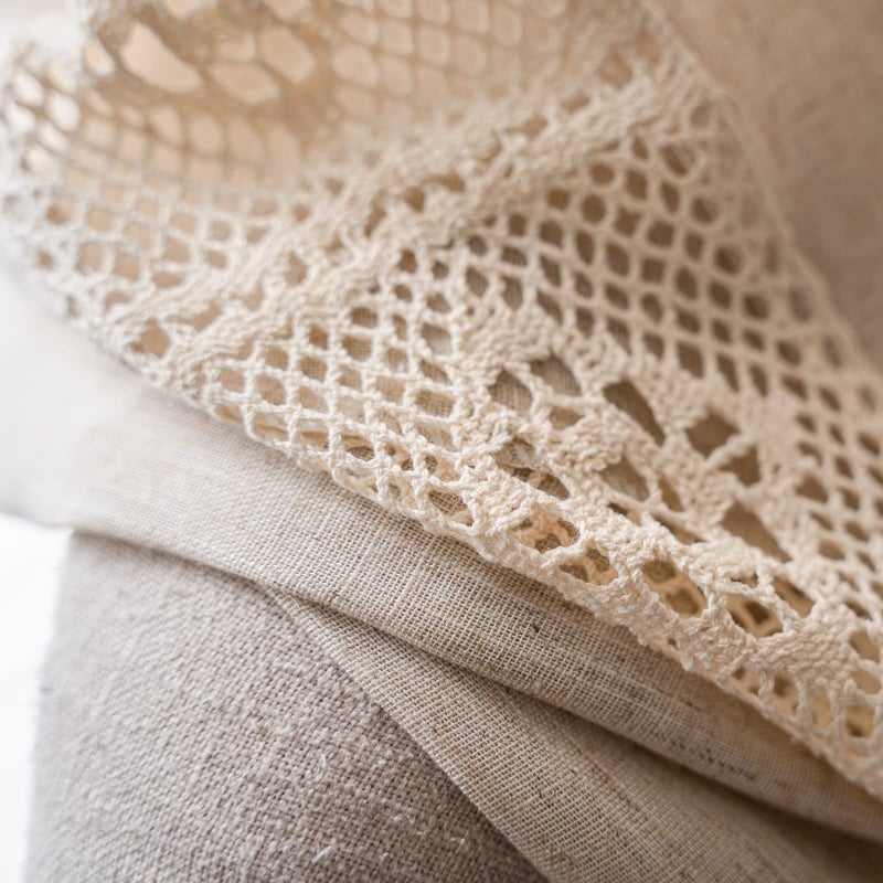 ENJOYBRIDAL Beige Curtains Crochet Lace Patchwork Drapes Curtains 84 Inch Length 2 Panels Tassel Rod Pocket Semi-Sheer Boho Bedroom Living Room Farmhouse Rustic Window Curtain Panels - Image 4