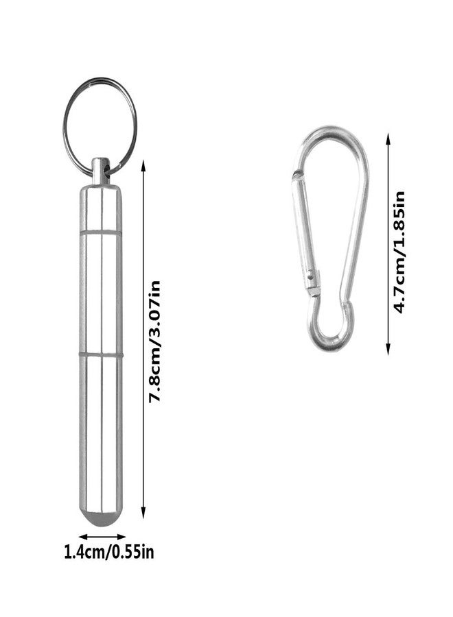ACKLLR 2 Set Aluminum Toothpick Holder with 4 Pack Keychain, Portable Alloy Pocket Waterproof Box Metal Pill Toothpick Case and Buckles for Travel Picnic and Camping, 3 x 0.6 Inch, Silver - Image 2