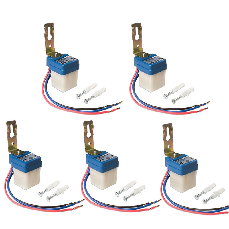 Electronicspices مفتاح استشعار ضوء فوتوسيل مقاوم للماء 220 فولت أوتوماتيكي يعمل نهارًا وليلاً 6 أمبير لتشغيل الإضاءة - عبوة من 5 - Image 1