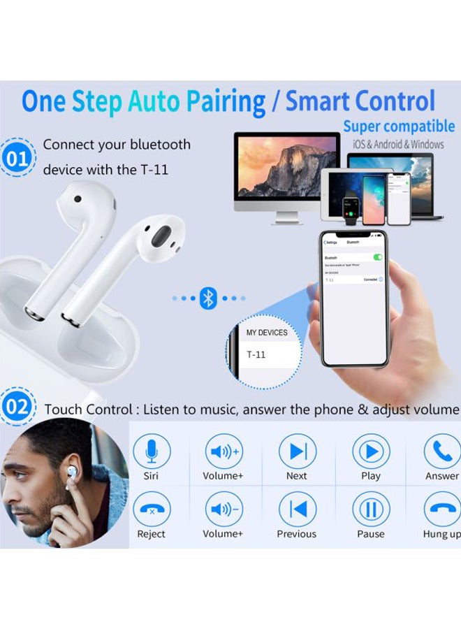 ACHAS In-Ear Bluetooth Earbuds With Charging Box White - Image 3