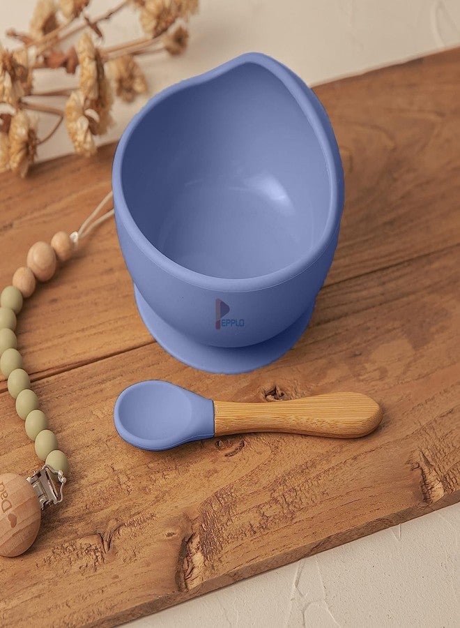 pepplo Silicone Baby Bowls with Suction Stay Put Silicone Food Bowl for Babies Kids Toddlers Infants Baby Led Weaning Spoon Baby Utensils Baby Self-Feeding Bowls with Spoon (Dark Blue) - Image 4