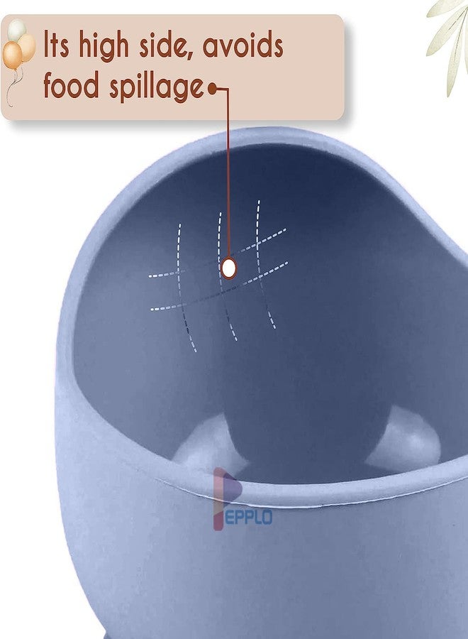 pepplo Silicone Baby Bowls with Suction Stay Put Silicone Food Bowl for Babies Kids Toddlers Infants Baby Led Weaning Spoon Baby Utensils Baby Self-Feeding Bowls with Spoon (Dark Blue) - Image 5
