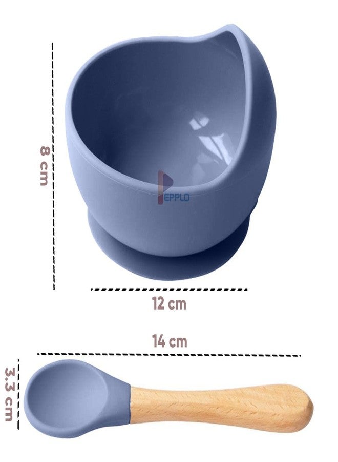 pepplo Silicone Baby Bowls with Suction Stay Put Silicone Food Bowl for Babies Kids Toddlers Infants Baby Led Weaning Spoon Baby Utensils Baby Self-Feeding Bowls with Spoon (Dark Blue) - Image 2