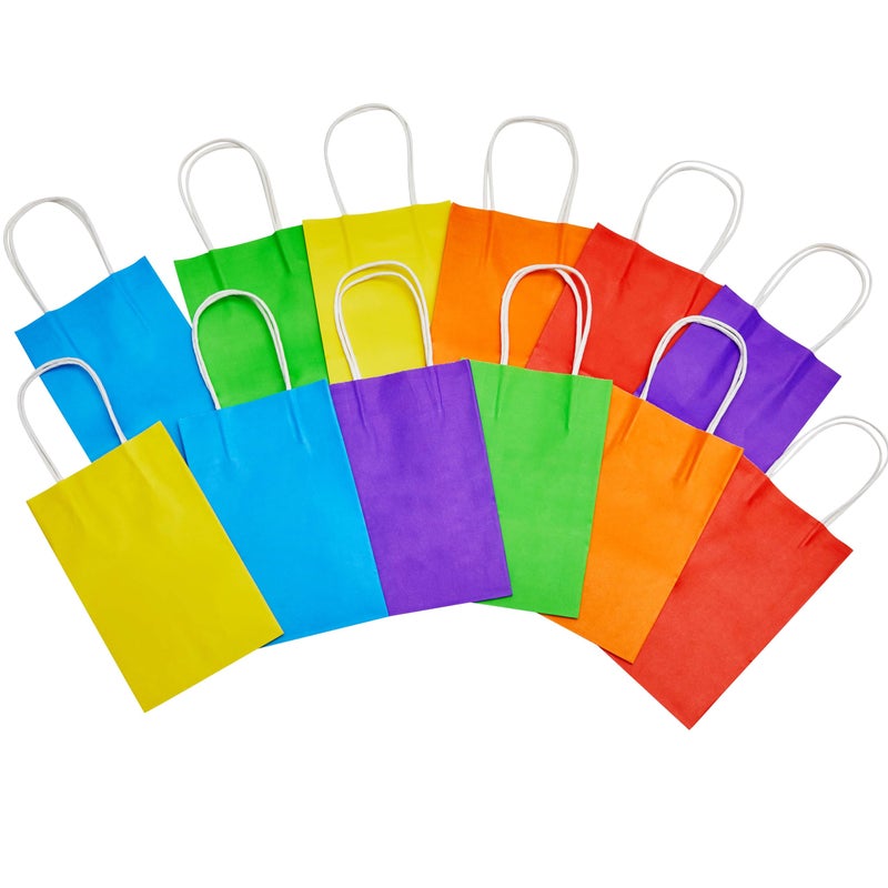 SUNCOLOR 24-Pack Rainbow Gift Bags with Handles, 8" Multi-Color Paper Party Favor Bags for Goodies. Birthdays, Events, Classrooms & Celebrations - Image 2