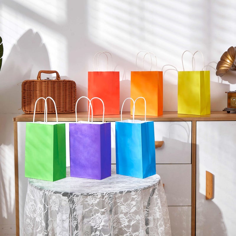 SUNCOLOR 24-Pack Rainbow Gift Bags with Handles, 8" Multi-Color Paper Party Favor Bags for Goodies. Birthdays, Events, Classrooms & Celebrations - Image 5