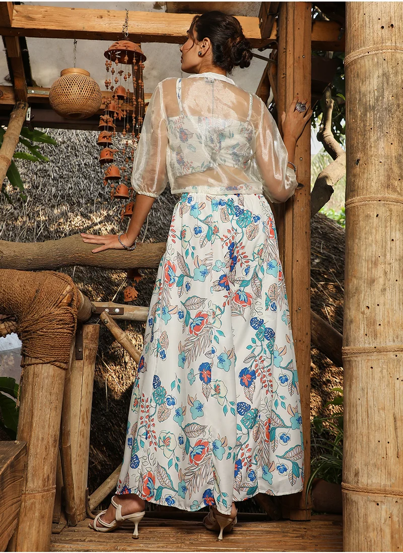  قصة Women's Azure Blue & Daisy White Indie Flora Co-Ord Set