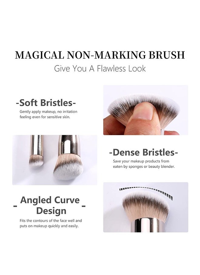 HS Under Eye Concealer Brush And Foundation Brush For Liquid Makeup, 2 PCS Dense Synthetic Angled Kabuki Blending Makeup Brush For Liquid, Cream And Setting Powder  - Image 3