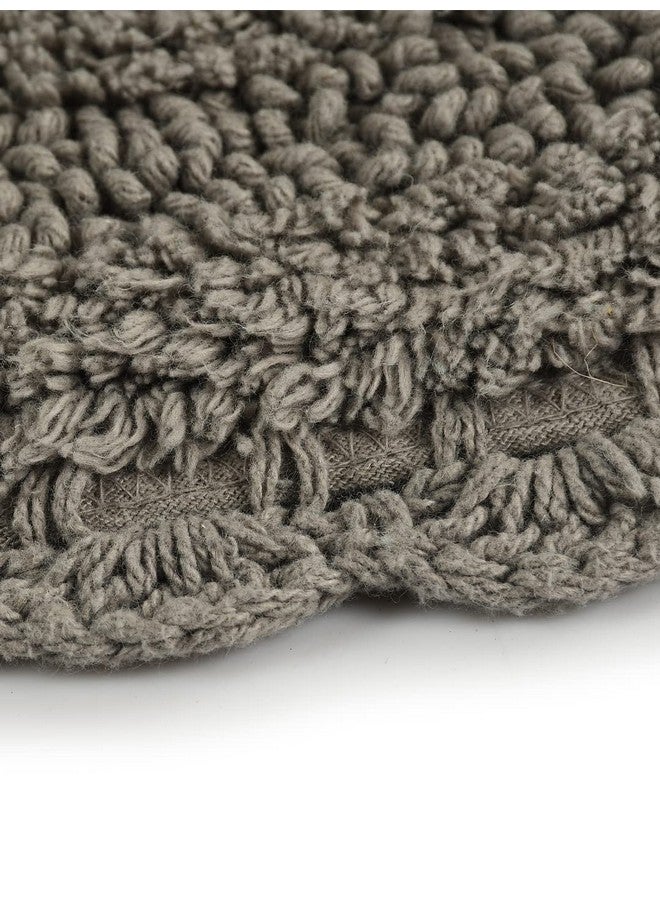 SASHAA WORLD Round Reversible Crochet Bath Mat, Super Absorbent 100% Cotton & Quick Dry Bath Rug for Bathroom Floor Mats (60 cm,Grey) - Image 4